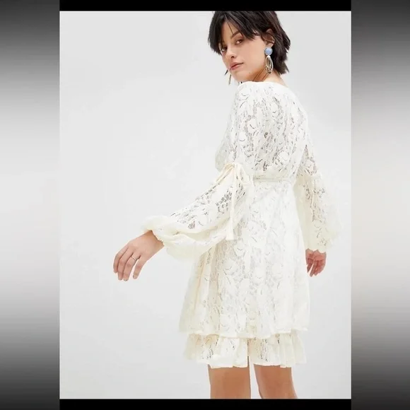 NWT Free People Ruby Lace With Tie Sleeves Ivory Dress, Size xs baby doll - Picture 3 of 16